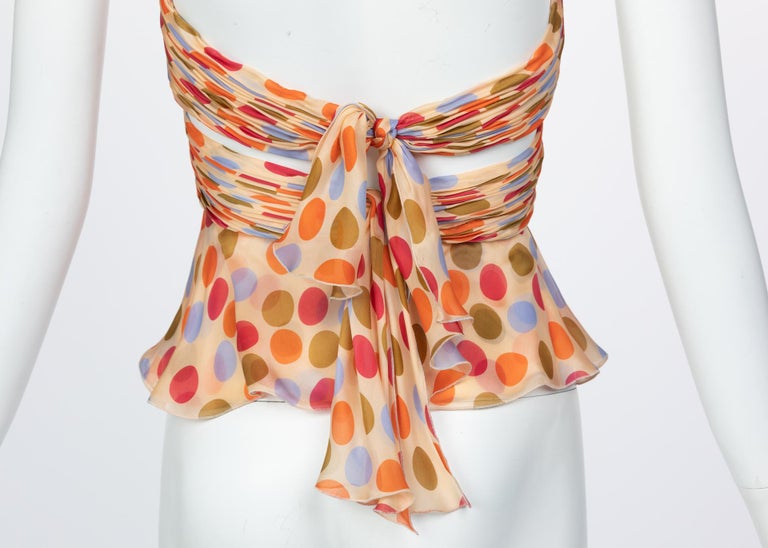 Valentino Silk Polka Dot Halter Top, 1990s