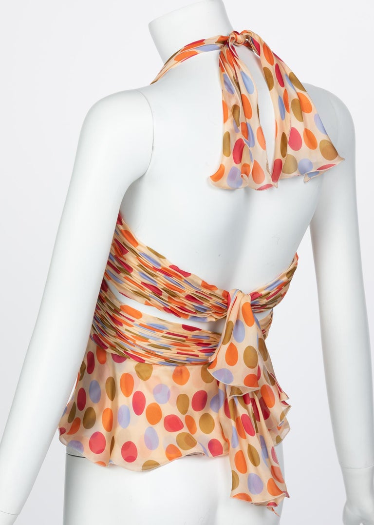 Valentino Silk Polka Dot Halter Top, 1990s