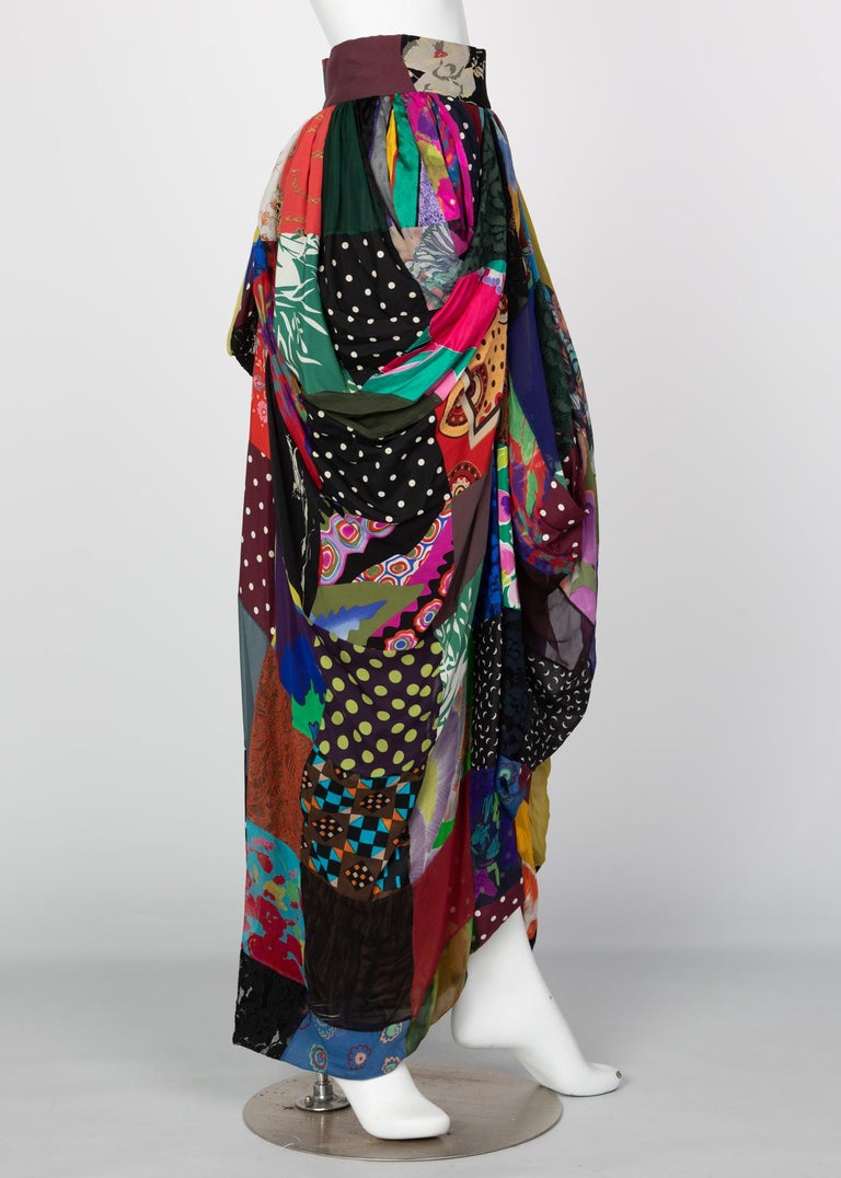 Dolce & Gabbana Multicolored Silk Patchwork Maxi Skirt, 1990s