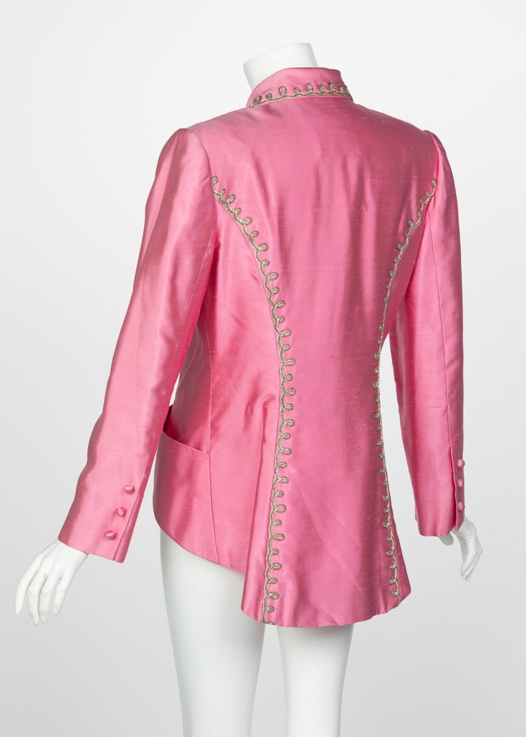 Vintage Chloé Pink Silk Shantung Embroidered Beaded Skirt Suit