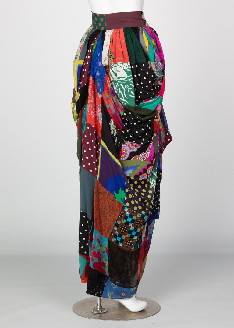 Dolce & Gabbana Multicolored Silk Patchwork Maxi Skirt, 1990s