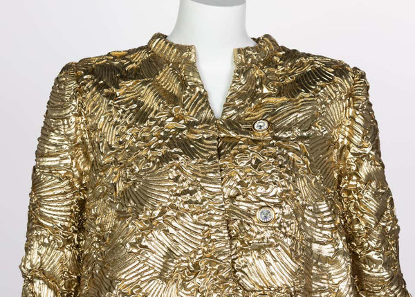 Pauline Trigère Gold Jewel Buttons Evening Jacket