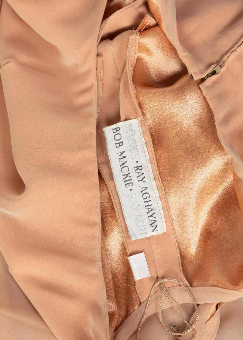 Bob Mackie Ray Aghayan Peach Chiffon Layered Dress Cape Shawl