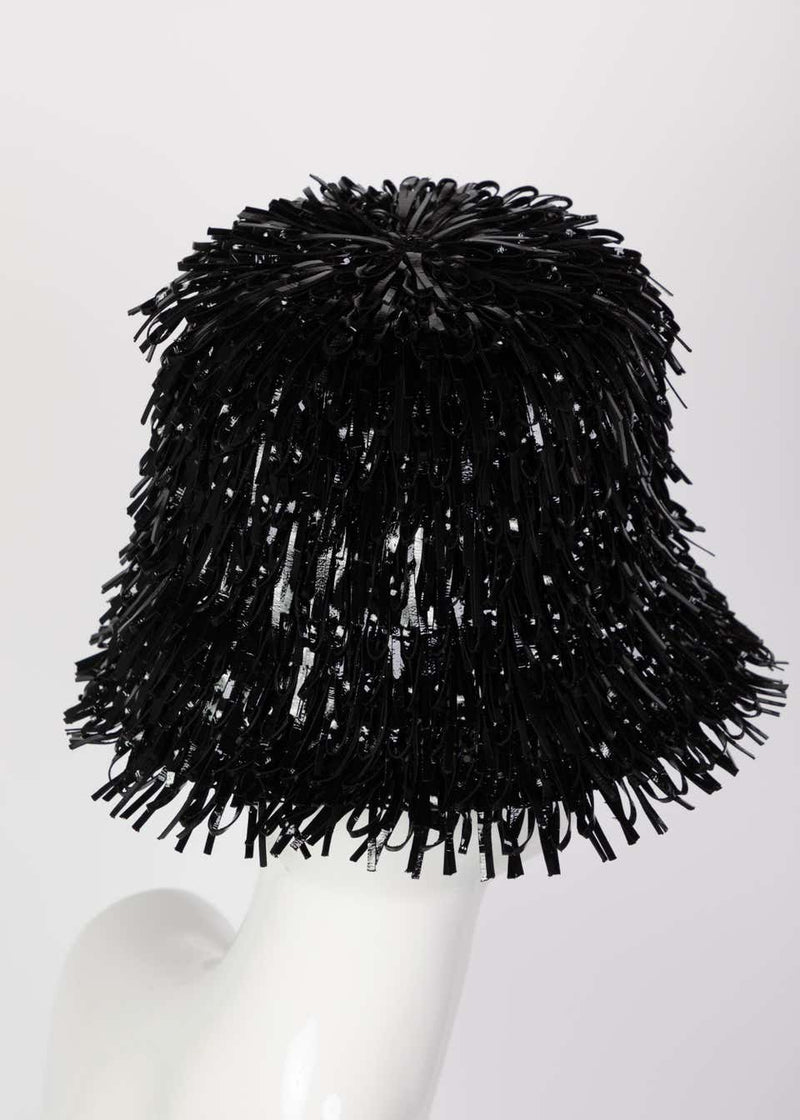 Balenciaga Black Faux Patent Leather Hat Resort 2014