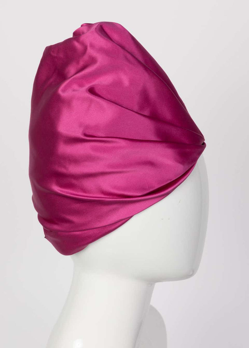 Prada Pink Silk Satin Turban Hat Runway, 2007