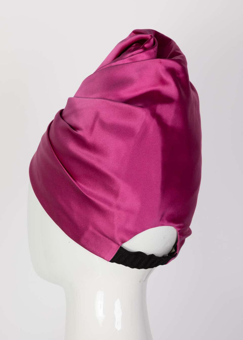 Prada Pink Silk Satin Turban Hat Runway, 2007
