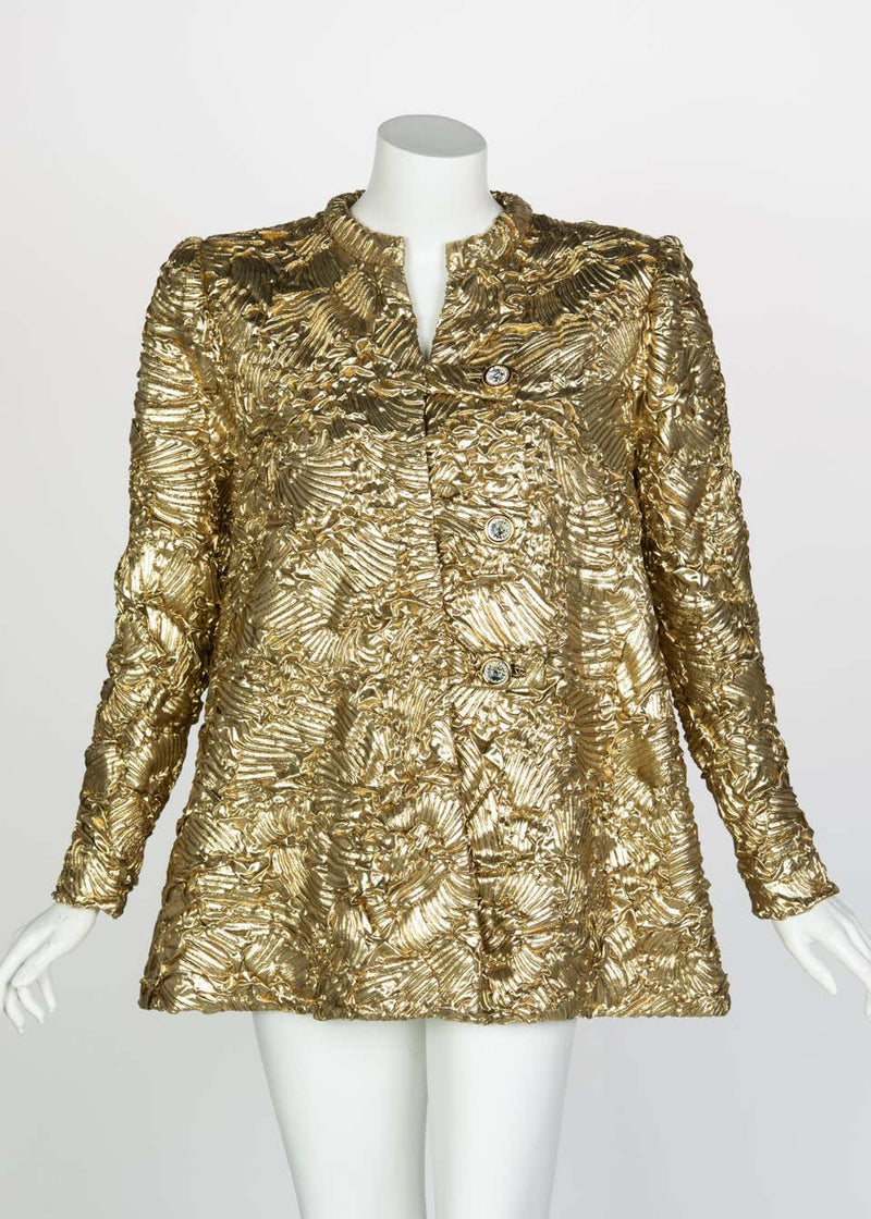 Pauline Trigère Gold Jewel Buttons Evening Jacket