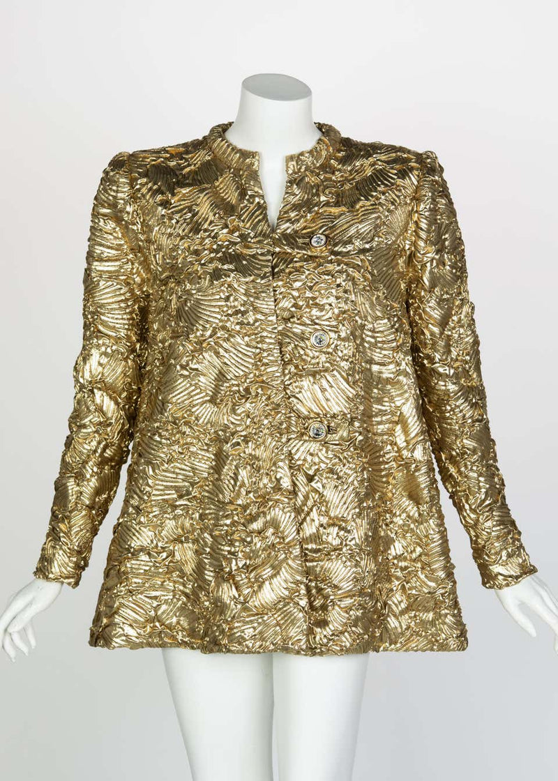 Pauline Trigère Gold Jewel Buttons Evening Jacket