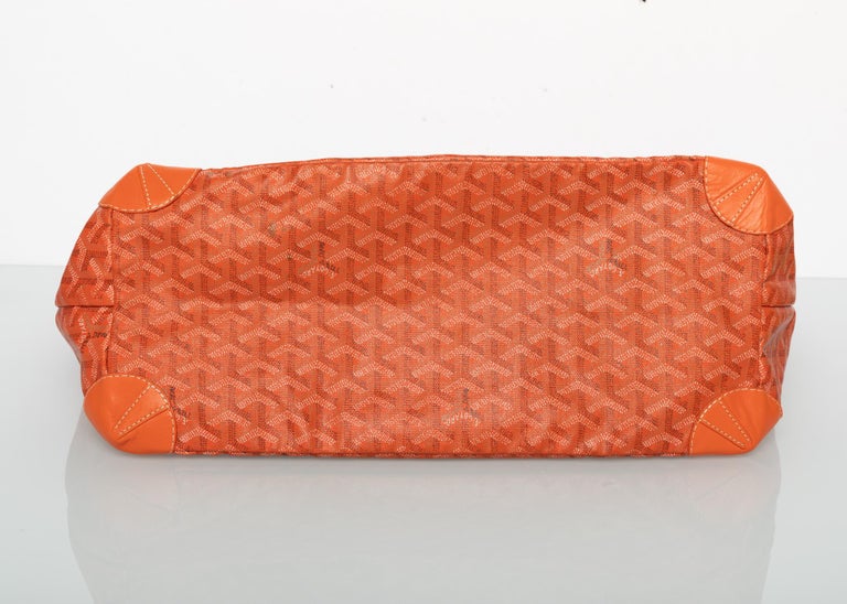 Goyard Orange St Louis GM Chevron Tote Bag