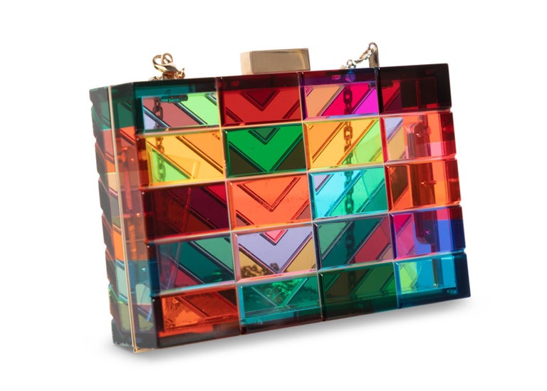 Valentino 1973 Rainbow Acrylic Clutch Bag Miniaudière, 2015 – Basha Gold