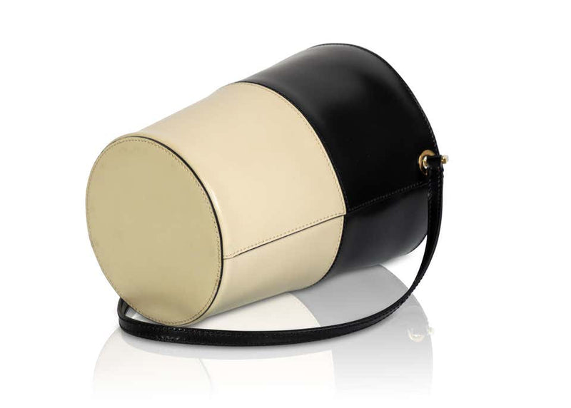 Ferragamo Black Creme Leather Bucket Bag, 1990s