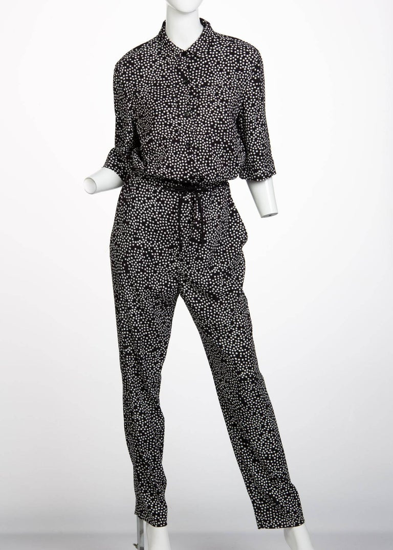 Sonia Rykiel Black and White Star Printed Drawstring Jumpsuit, 2015