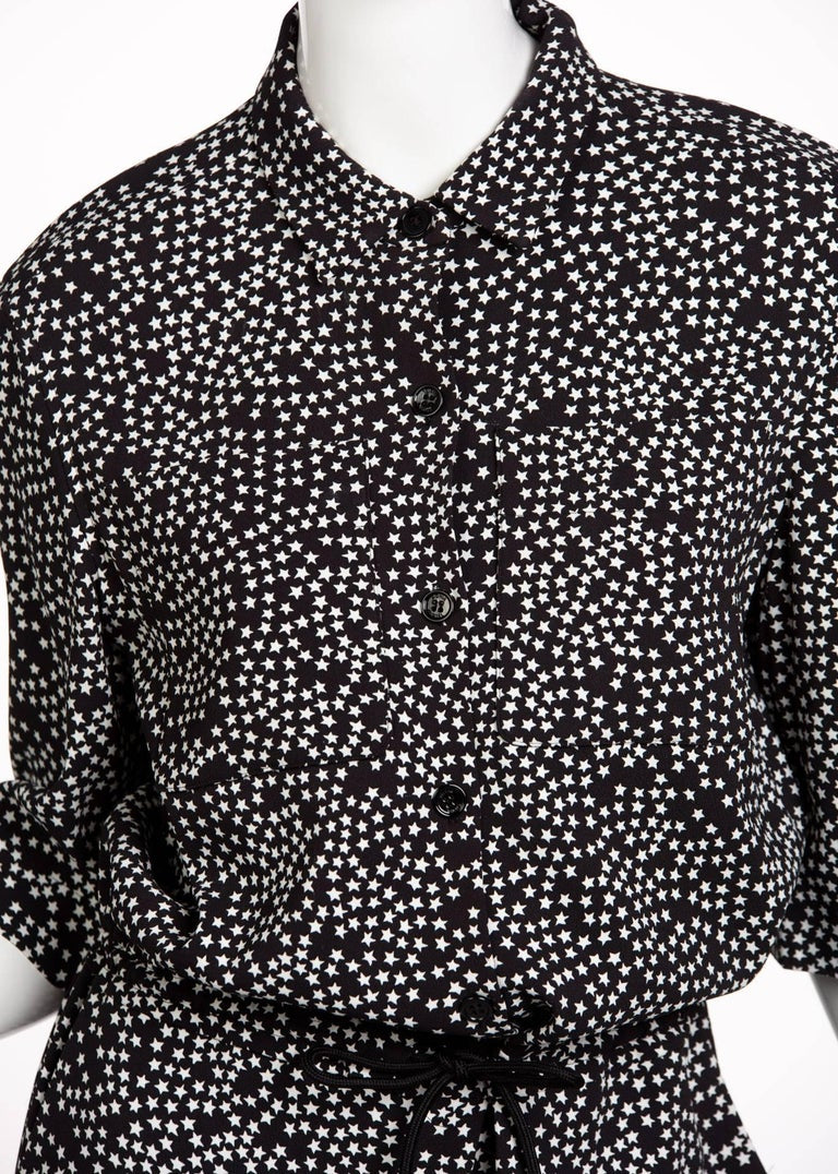 Sonia Rykiel Black and White Star Printed Drawstring Jumpsuit, 2015
