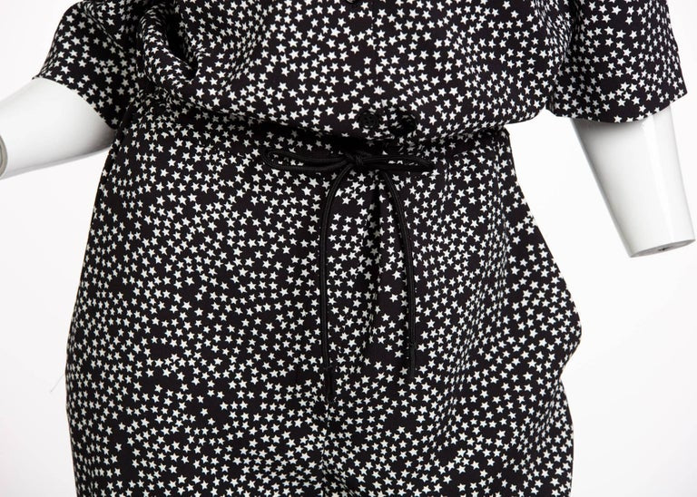 Sonia Rykiel Black and White Star Printed Drawstring Jumpsuit, 2015