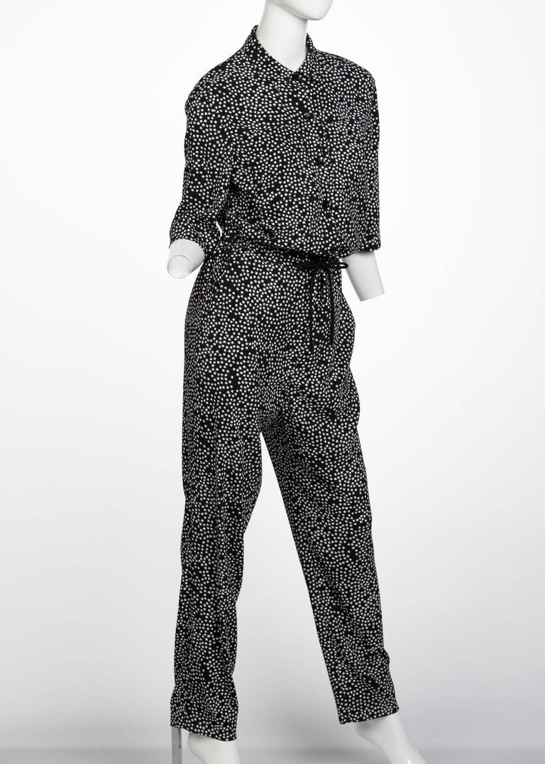Sonia Rykiel Black and White Star Printed Drawstring Jumpsuit, 2015