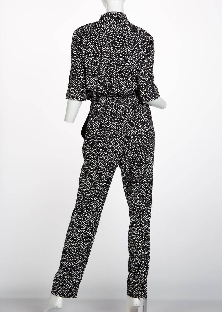 Sonia Rykiel Black and White Star Printed Drawstring Jumpsuit, 2015