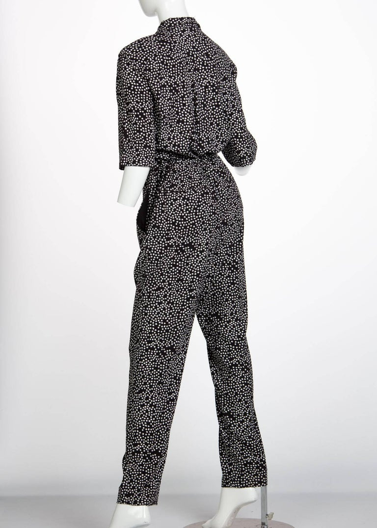 Sonia Rykiel Black and White Star Printed Drawstring Jumpsuit, 2015