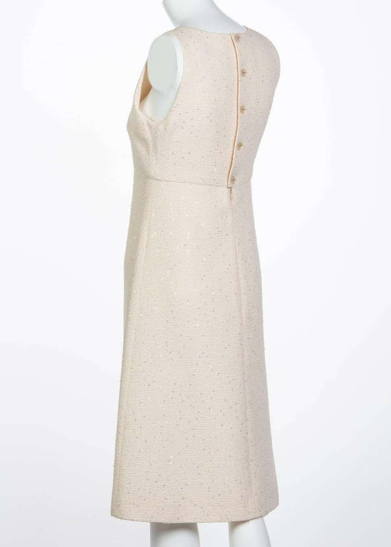 Chanel Sequence Boucle Pale Pink Sleeveless Dress, 2000
