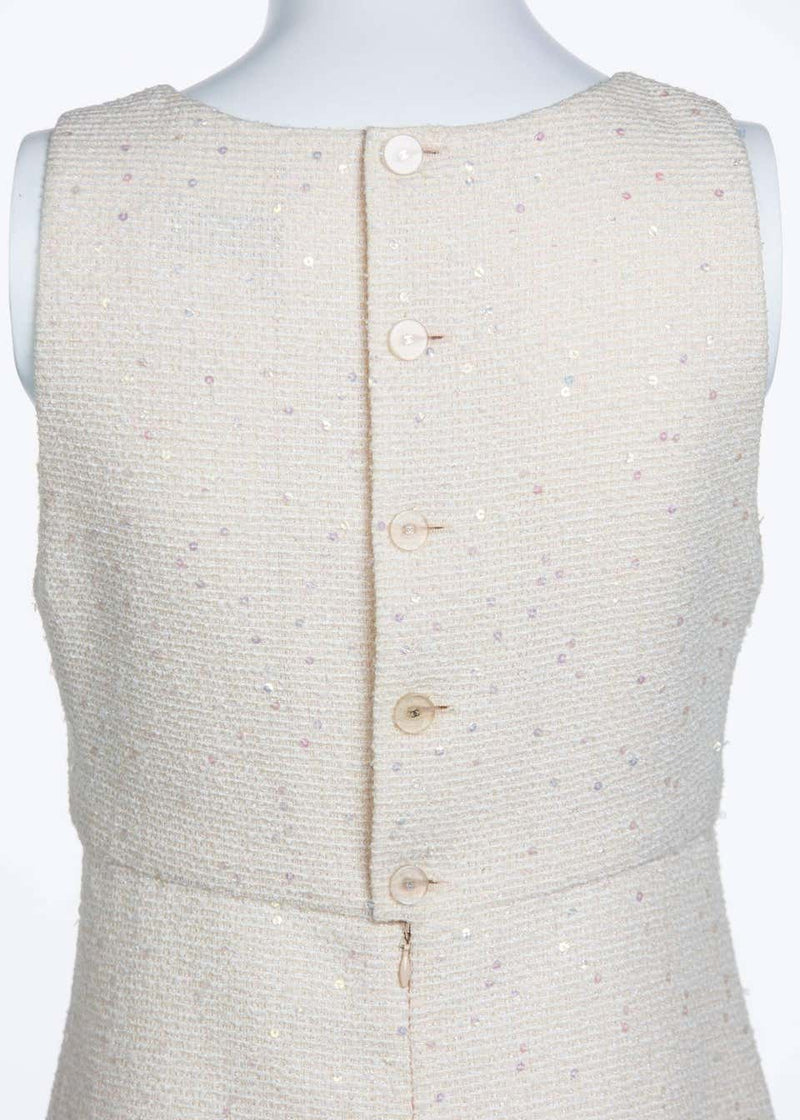 Chanel Sequence Boucle Pale Pink Sleeveless Dress, 2000