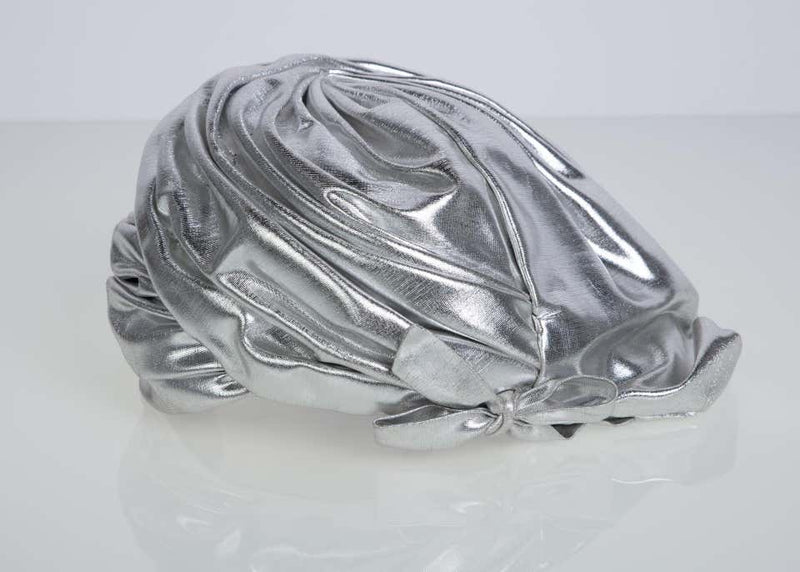 Christian Dior Silver Lame Turban Hat, 1960s