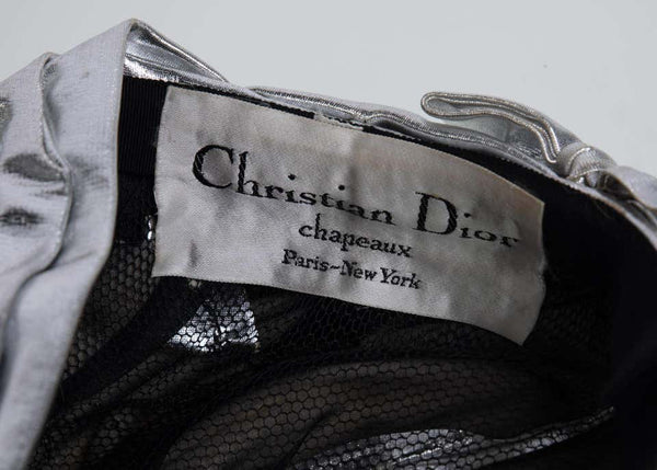 Christian Dior Silver Lame Turban Hat, 1960s