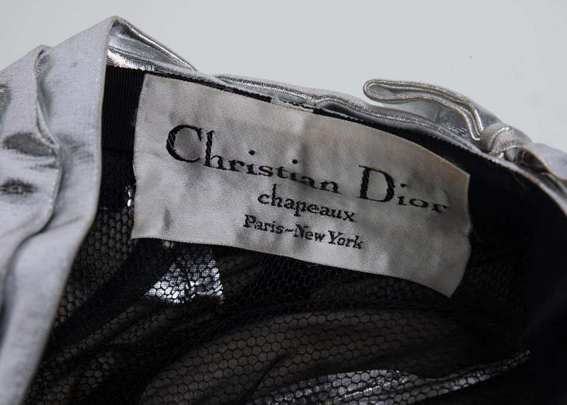 Christian Dior Silver Lame Turban Hat, 1960s