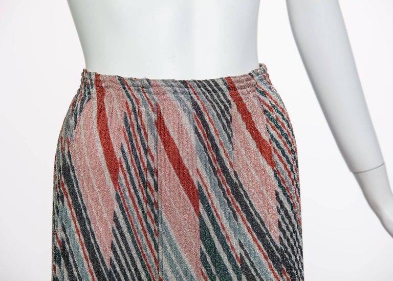 1970s Missoni Diagonal Stripe Lurex Illusion Maxi Skirt and Blouse Set