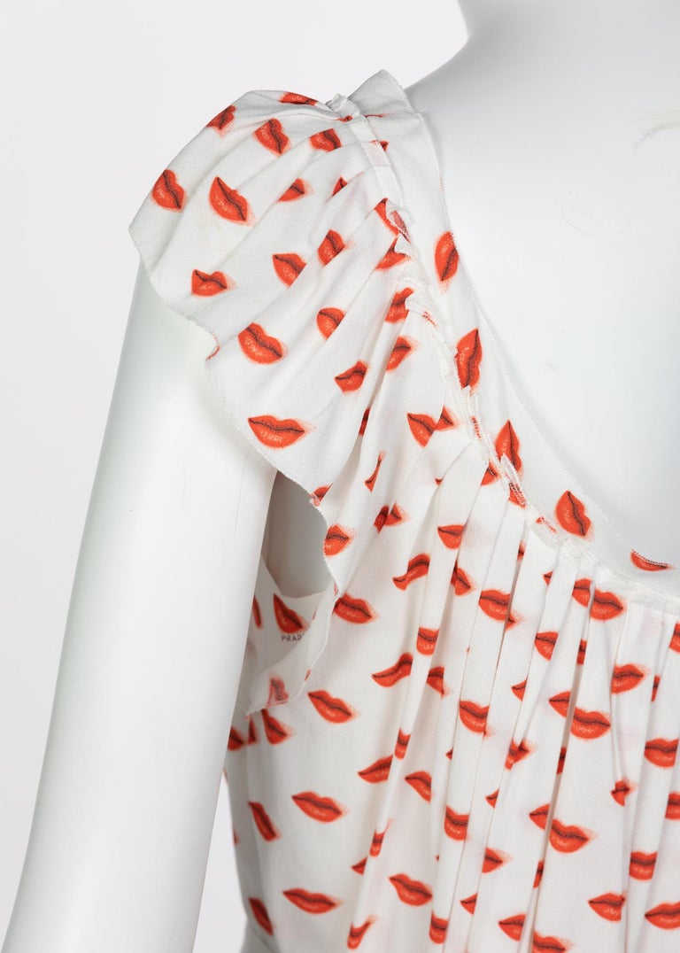 Prada Red White Lips Print Mini Dress Resort, 2012