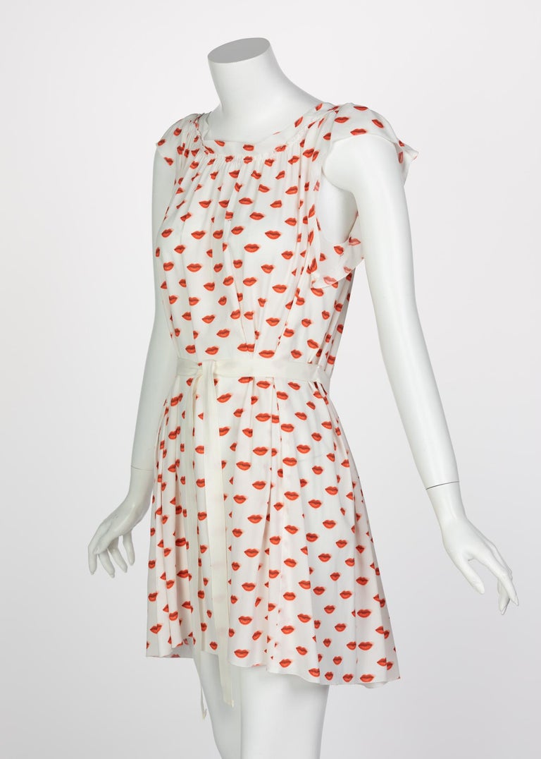 Prada Red White Lips Print Mini Dress Resort, 2012
