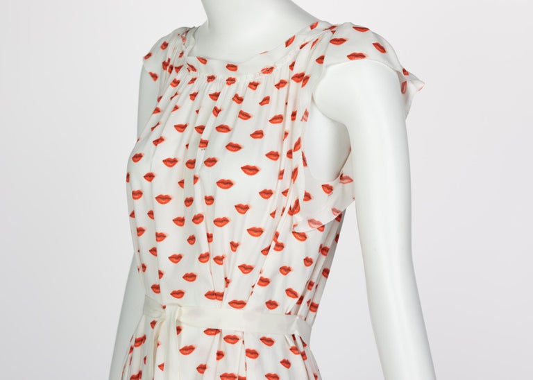 Prada Red White Lips Print Mini Dress Resort, 2012