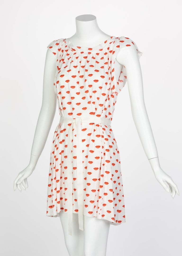 Prada Red White Lips Print Mini Dress Resort, 2012