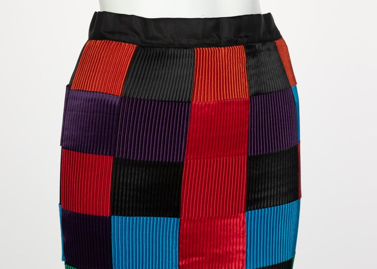 Issey Miyake Colorblock Woven Ribbon Skirt, 1990s