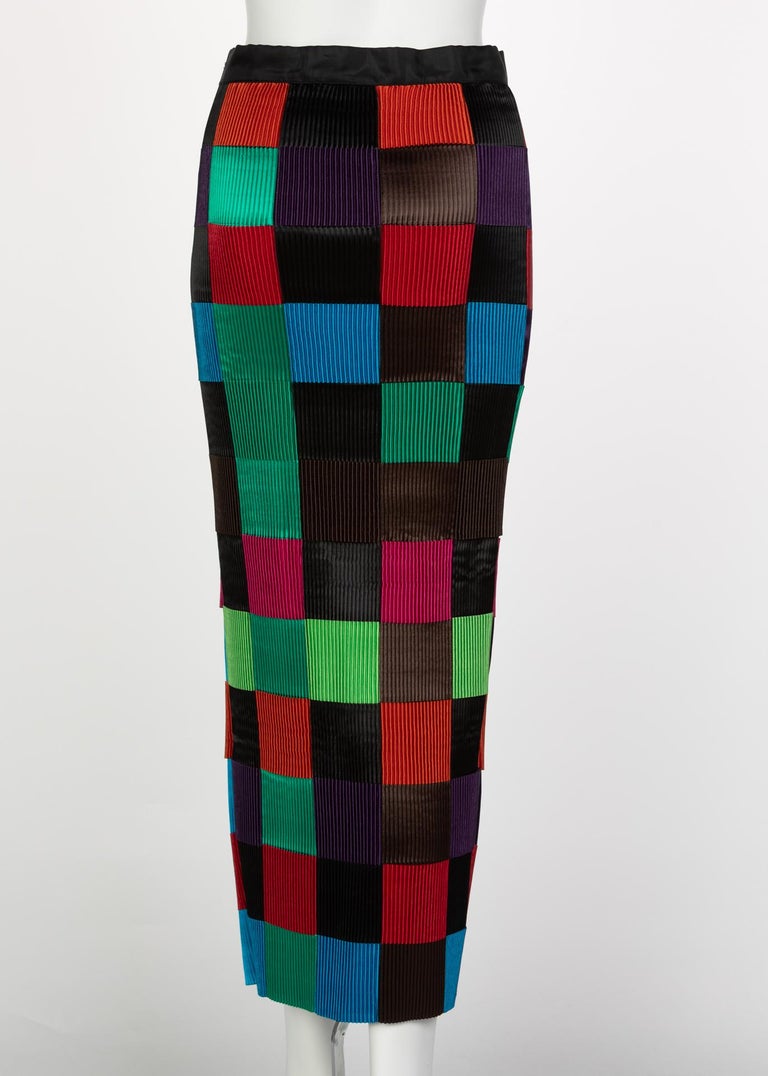 Issey Miyake Colorblock Woven Ribbon Skirt, 1990s