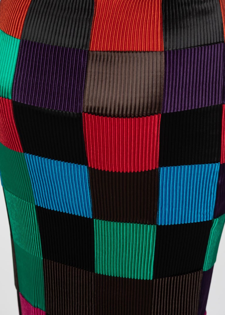 Issey Miyake Colorblock Woven Ribbon Skirt, 1990s