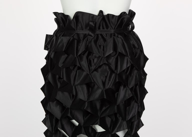 Issey Miyake Black Satin Ribbon Cage Maxi Skirt, 1991