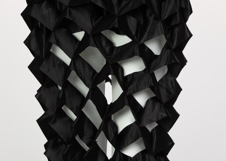 Issey Miyake Black Satin Ribbon Cage Maxi Skirt, 1991