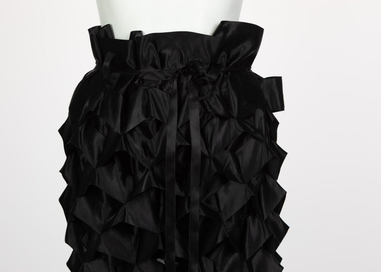 Issey Miyake Black Satin Ribbon Cage Maxi Skirt, 1991
