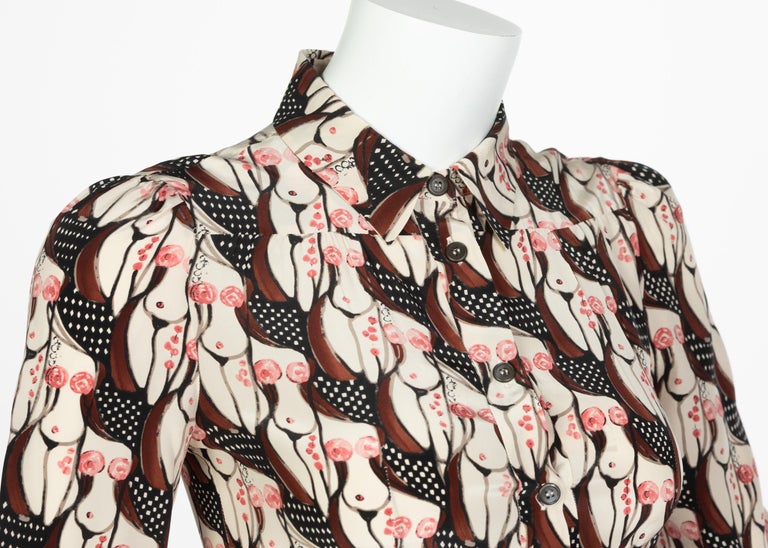 Prada "Naked Lady" Print Silk Blouse Sex and The City, 2001