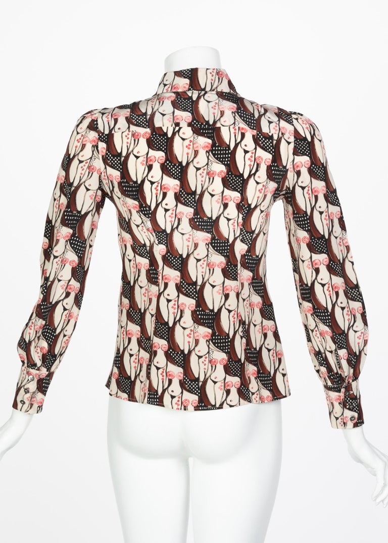 Prada "Naked Lady" Print Silk Blouse Sex and The City, 2001