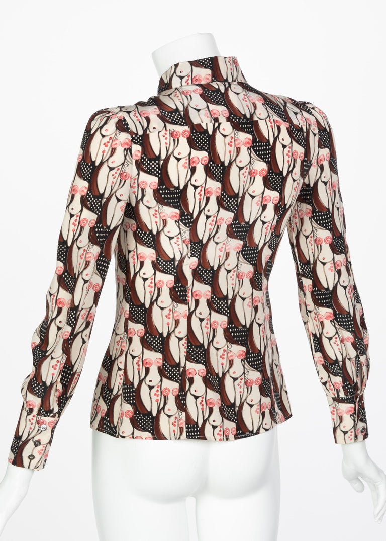 Prada "Naked Lady" Print Silk Blouse Sex and The City, 2001