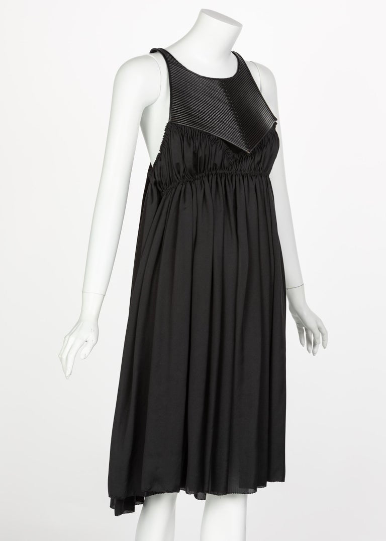 Bottega Veneta Black Leather Yoke Silk Dress, Runway 2008