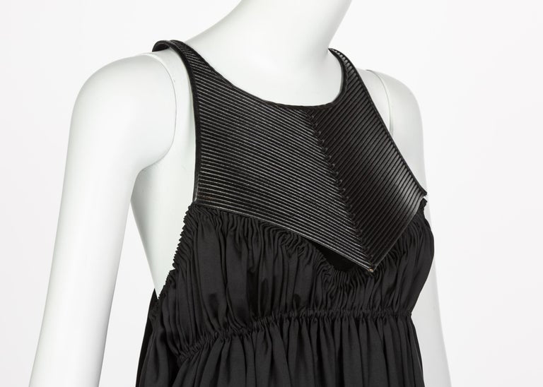 Bottega Veneta Black Leather Yoke Silk Dress, Runway 2008
