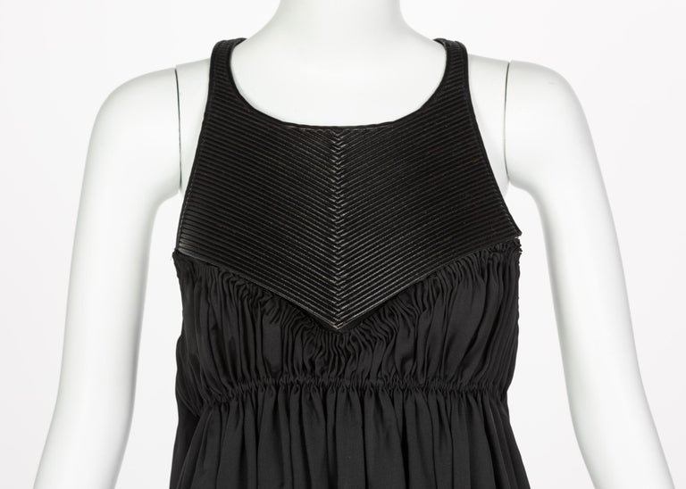 Bottega Veneta Black Leather Yoke Silk Dress, Runway 2008