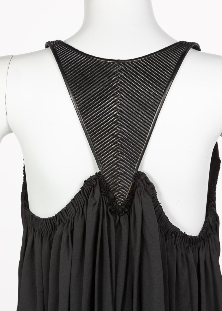 Bottega Veneta Black Leather Yoke Silk Dress, Runway 2008