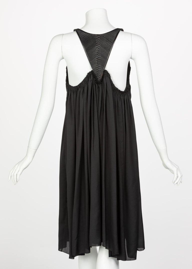 Bottega Veneta Black Leather Yoke Silk Dress, Runway 2008