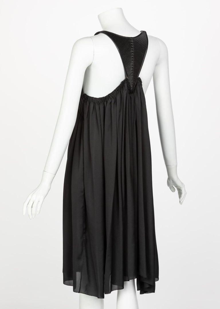Bottega Veneta Black Leather Yoke Silk Dress, Runway 2008
