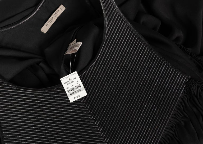Bottega Veneta Black Leather Yoke Silk Dress, Runway 2008