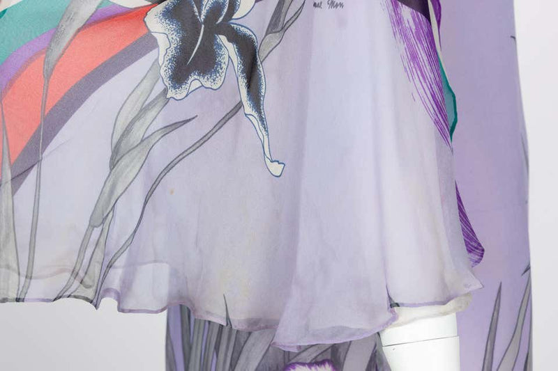 Hanae Mori Lavender Angel Sleeve Dress, 1970s