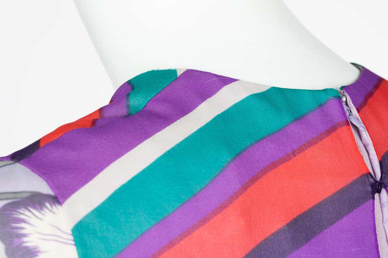 Hanae Mori Lavender Angel Sleeve Dress, 1970s