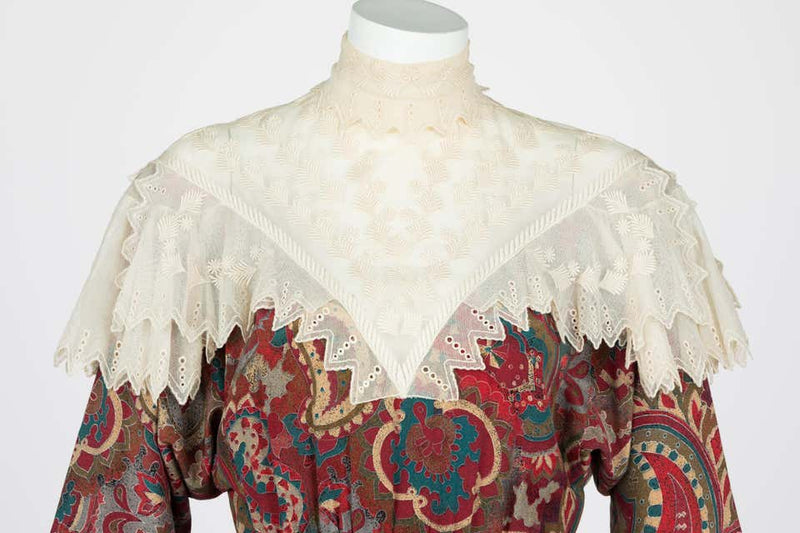 Chloé Boteh Dress High Neck Lace Inset, 1981